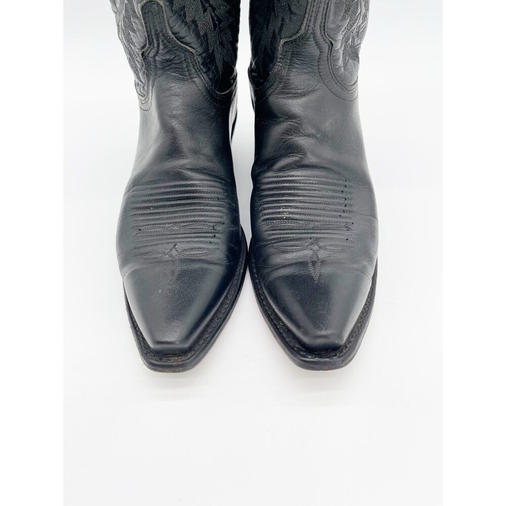 Lucchese 1883 Women’s 8 Black Burnished Buffalo Snip Toe Western Cowgirl Boots - Picture 6 of 11